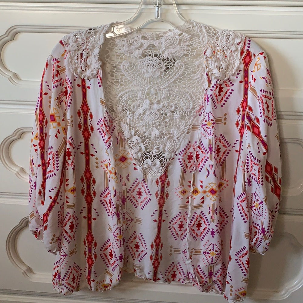 Bright color ful over shirt Sz med